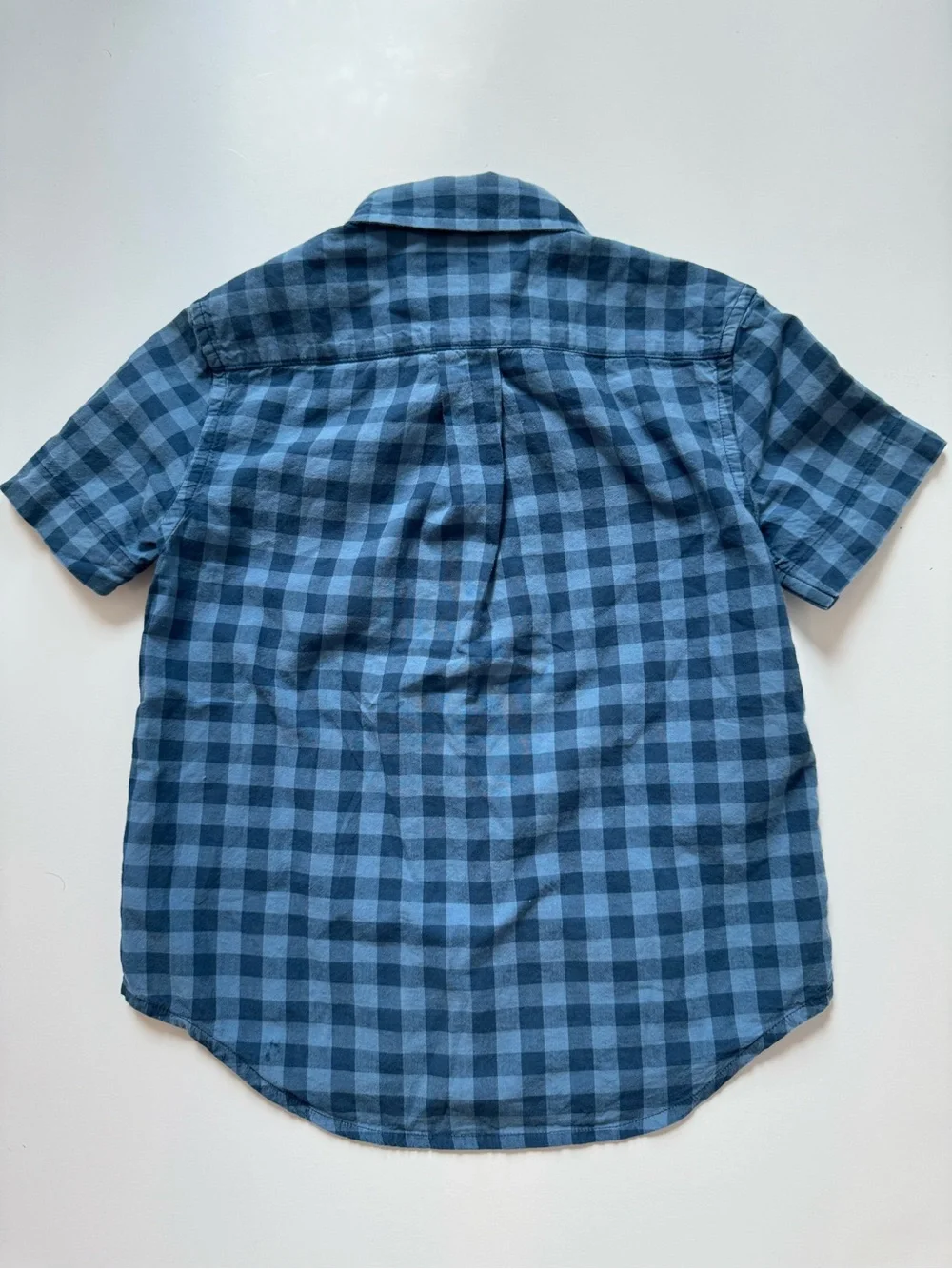 Ralph Lauren Boys Blue Gingham Short Sleeve Button Down Shirt Size 4